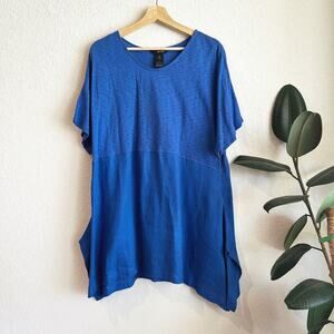 Ali Miles Tunic Top XL Linen/Combo Lagenlook Bohemian Hippie Resort Wear Travel